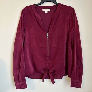 Michael Kors Maroon Zip Up Blouse